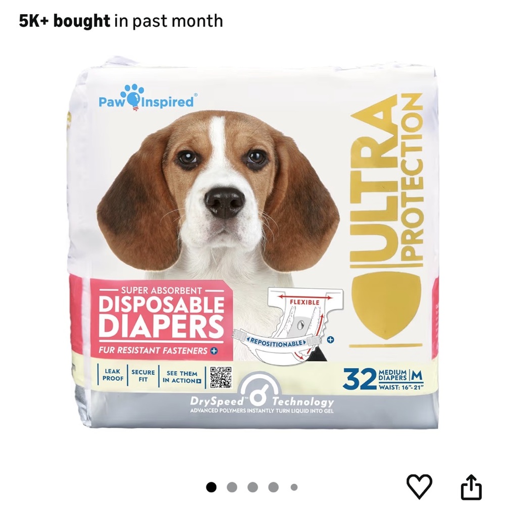 8 Individual Diapers - Medium Ultra Protection Disposable Dog Diapers
